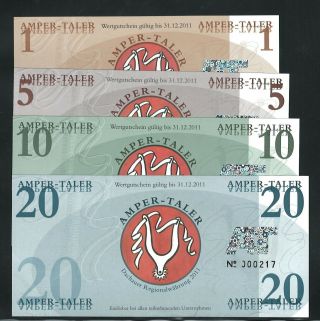 Amper - Taler Set Of 4 Notes (1,  2,  5,  10),  2011,  Gutschein,  Local Currency Polymer