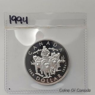 1994 Canada Silver Dollar Uncirculated Proof Coin - Rcmp Dog Team Coinsofcanada