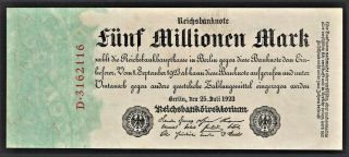 Vad - Germany - 5 Million Mark Banknote - P 95 (cv=25)