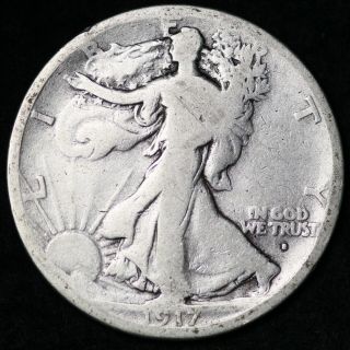 Fine 1917 - S Obverse Walking Liberty Silver Half Dollar