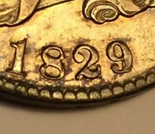 1829/7.  9 Over 7 Capped Bust Half Dollar Au,  Rare