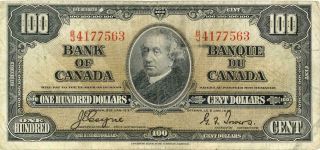 Canada $100 Dollars Currency Banknote 1937