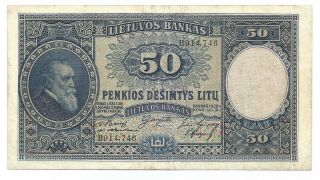 Lithuania 50 Litu 31.  3.  1928 P 24a Banknote Vf,  /chvf