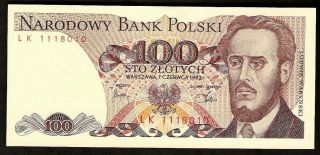 Poland 100 Zlotych 1982 Unc Ludwik Warynski