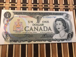 Canadian Paper Money Bank Of Canada Note 1 Dollar 1973 1$ Uncirculated Bcp