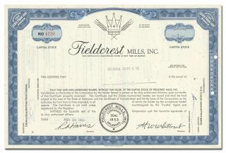 Century Ribbon Mills,  Inc.  Stock Certificate