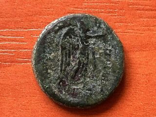 Pergamon,  Mysia 200 - 0 Bc Ae20 " Helmeted Head Athena & Nike " Ancient Greek Coin