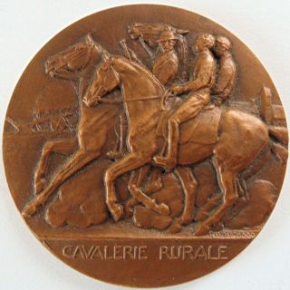 French Bronze Horse Medal Cavalerie Rurale By Bouchard