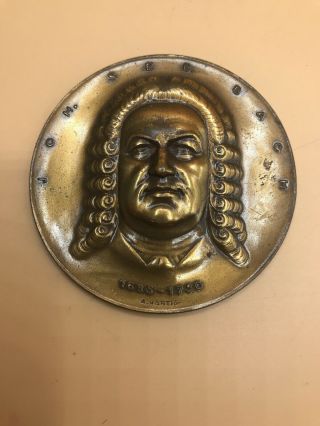 Classical Music Baroque German Composer Bach Bronze Medal Medallion By A.  Hartig