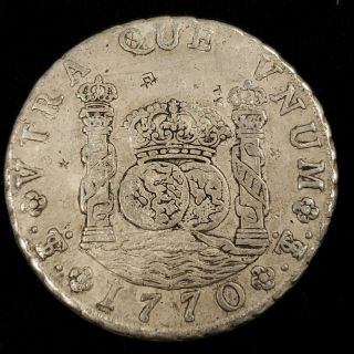 1770 Jr Bolivia 8 Reales.  917 Silver Carlos Iii Carolus Collector Coin 9br7025