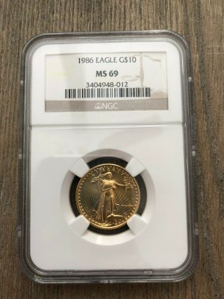 1986 Eagle G$10,  Ms 69,  Ngc,  1/4 Oz. ,  Coin,  American Eagle