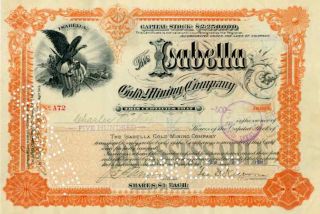 1901 Isabella Gold Mining Stock Certificate (cripple Creek,  Co)