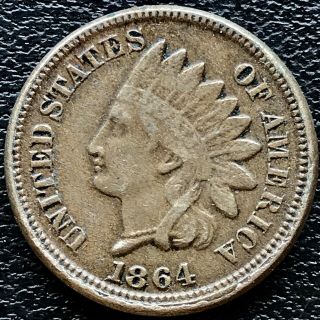 1864 Indian Head Cent 1c Higher Grade One Penny Copper Nickel 15663