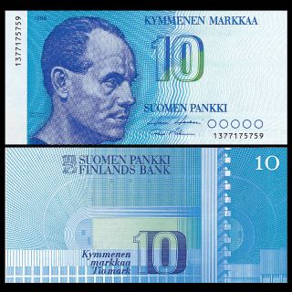Finland 10 Markkaa,  1986,  P - 113,  Unc Sign Vary