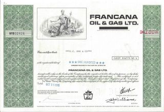 Francana Oil & Gas Ltd.  1980 Stock Certificate