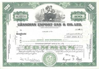 Canadian Export Gas & Oil Ltd.  1971 Common Stock Certificate