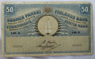 Finland Republic Era - Pick 27 - 50 Markkaa 1909 Serial Number 0033762