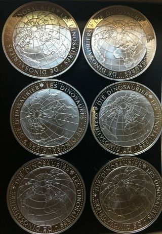 Dinosaur Coins,  Set Of Six Dinosaur Coins,  Proof
