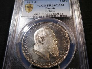 Y76 German State Bavaria 1911 - D 5 Marks Birthday Pcgs Proof - 64 Cameo