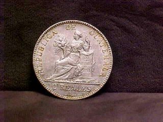 Guatemala 2 Reales Silver Coin 1894 Xf