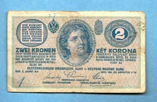 Austria / Hungary Empire 1914 / 2 Zwei Kronen,  Ket Korona Rare K - 10