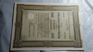 Nazi - Occupied Austria 1940 4 100 Reichsmark Bond Certificate