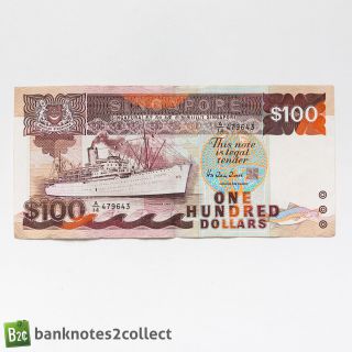 Singapore: 1 X 100 Singapore Dollar Banknote.  Boat Series.
