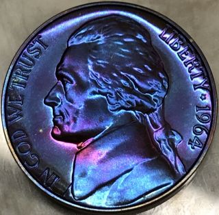 1964 Jefferson Nickel Gem Proof Rainbow Toned Stunning Coin - Tcc A0719