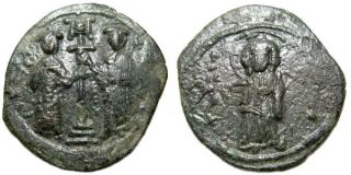 Byzantine Empire,  Constantine X,  Ae Follis,  28 Mm.  1059 - 1067 Ad,