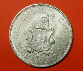 Bermuda Crown 1964.  0.  500 Silver