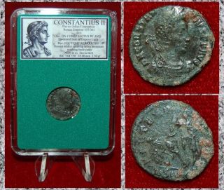 Ancient Roman Empire Coin Constantius Ii Roman Soldier Spearing Fallen Horseman