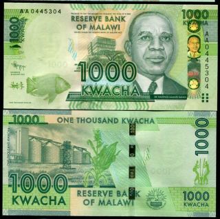 Malawi 1000 1,  000 Kwacha 2012 P 62 Aa Prefix Unc