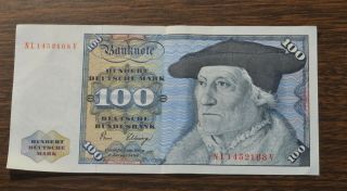 1980 Germany 100 Deutsche Mark,  Bank Note,  Deutsche Bundesbank 1962
