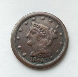 1854 Braided Hair Half Cent Usa
