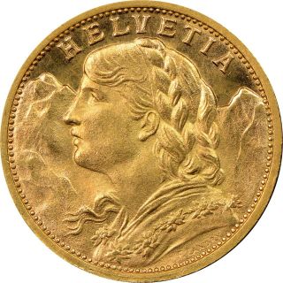 Swiss Gold 20 Francs - Helvetia - Bu - 1935