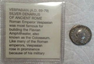 Ancient Rome Coin Authentic Silver Denarius Vespasian Ad 69 - 79