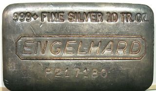 Engelhard.  999 Fine Poured Loaf 10 Oz.  Silver Bar Patina Serial P217180