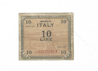 Italy - Wwii Amc 1943,  10 Lire Star Replacement
