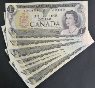 Unc Set 7 Canada $1 Dollar 1973 P 85a Bc - 46a Lawson/bouey Queen Elizabeth Qeii
