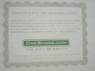 DreamWorks Animation Shrek Trolls Boss Baby one stock certificate share 5