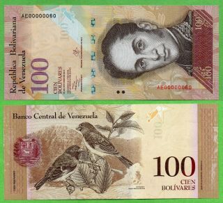 Venezuela Banknote 100 Bolivares 2013,  P - 93 Unc Low Serial V00000061