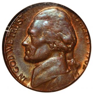 1962 U.  S.  Jefferson Nickel Struck On One Cent Planchet Error Coin - Ngc Ms 64 Bn
