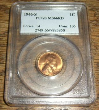 1946 - S Lincoln Cent Pcgs Ms66rd