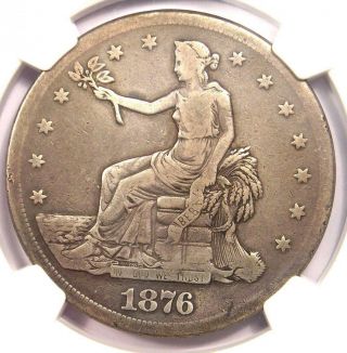 1876 - Cc Trade Silver Dollar T$1 - Ngc Fine Details - Rare Carson City Coin