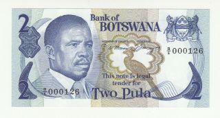 Botswana 2 Pula 1982 Aunc/unc P7a Low Serial @