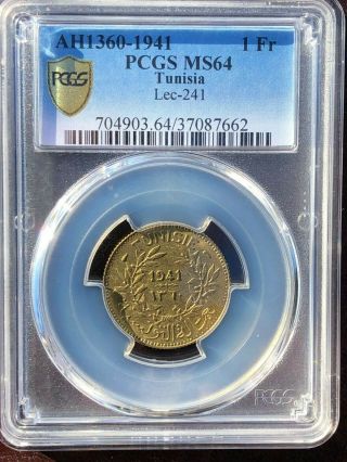 Tunisia: Bu 1 Franc 1941 Pcgs Ms 64 Top Pop