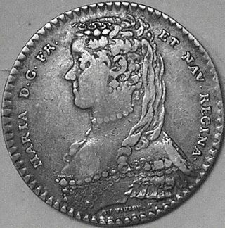 France 1742 Queen Maria Leszczynska,  Wife Of King Louis Xv,  Silver Jeton
