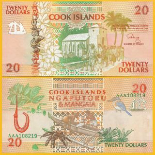 Cook Islands 20 Dollars P - 9 1992 Unc Banknote
