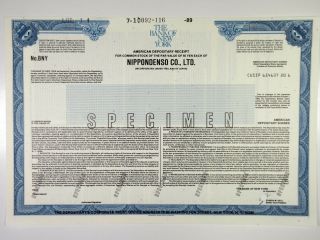 Japan.  Nippondenso Co. ,  Ltd. ,  1989 Specimen Adr Certificate,  Xf Abnc