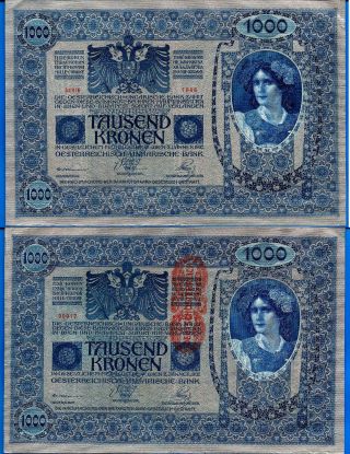 Austria Hungary 1000 Kronen 1902 Oestereich Great Size Banknote World
